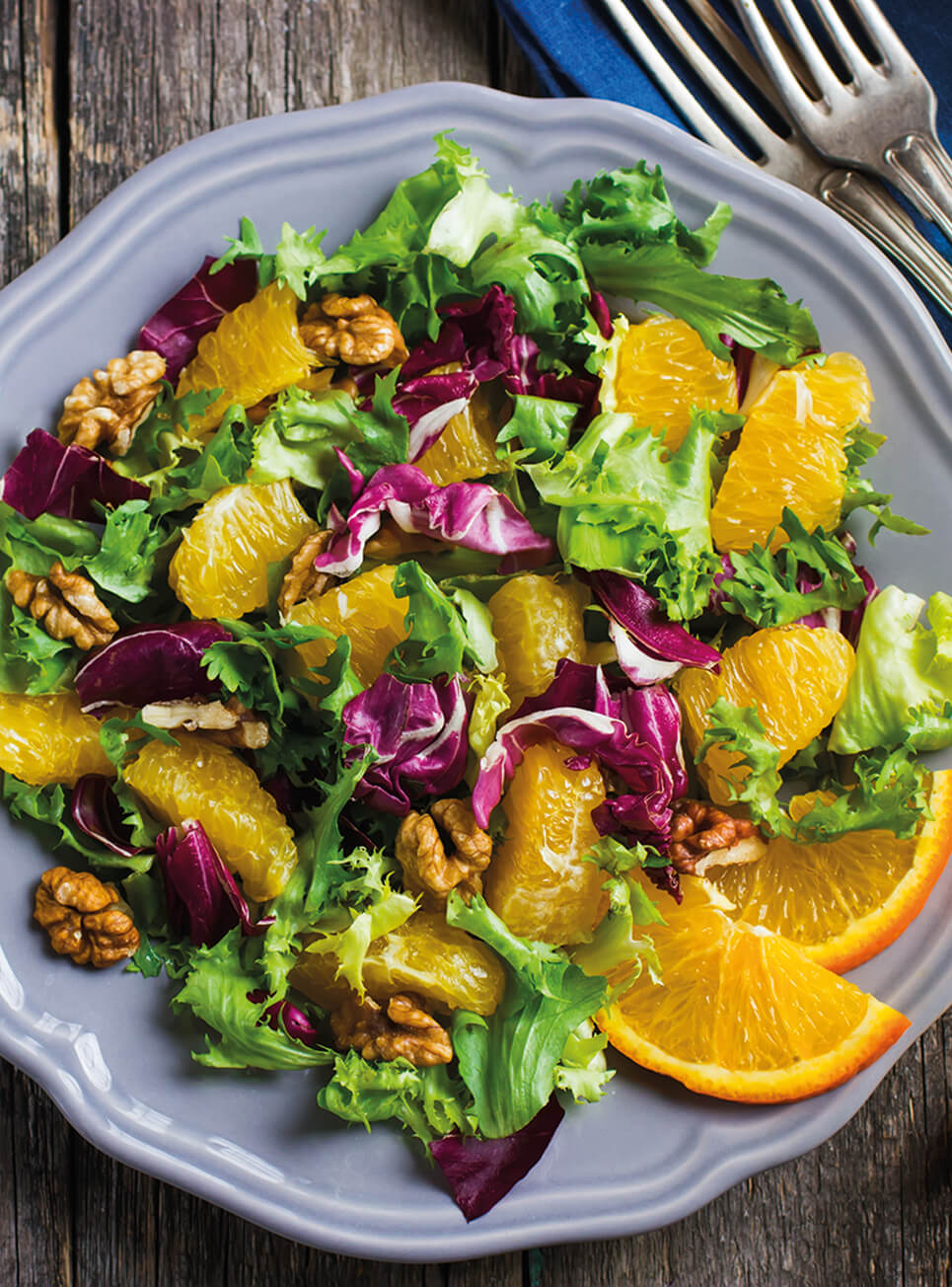 Orangen-Walnuss-Salat mit Feigen-Dressing