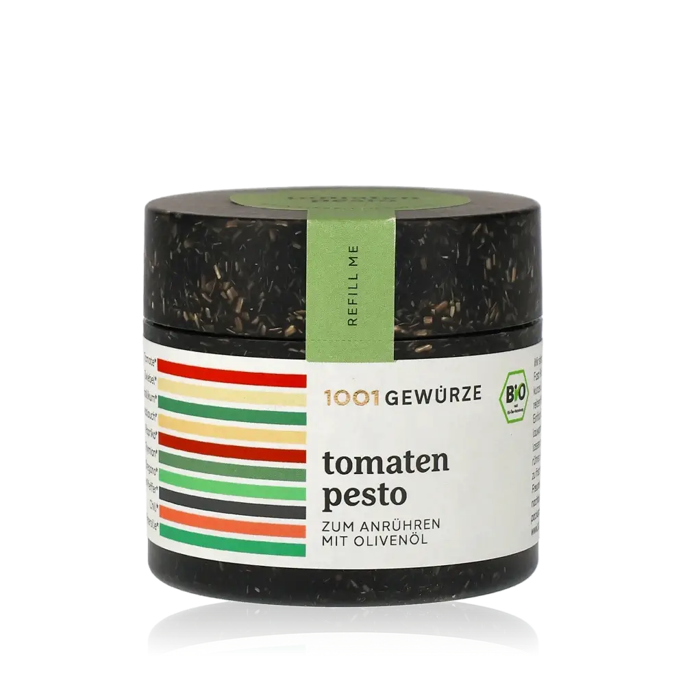 1001 Gewürze Tomaten Pesto Bio Glas mit Etikett.