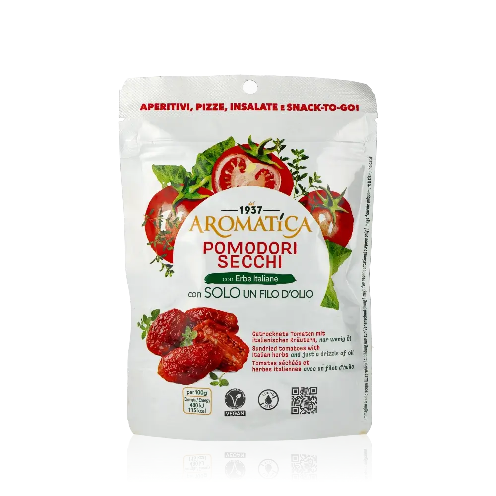 Feinkostverpackung Aromatica Pomodori Secchi getrocknete Tomaten.