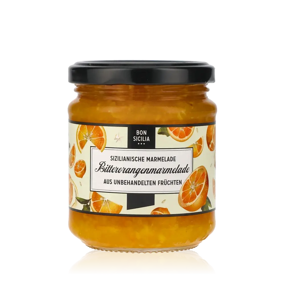 Bon Sicilia Bitterorangenmarmelade aus unbehandelten Früchten.