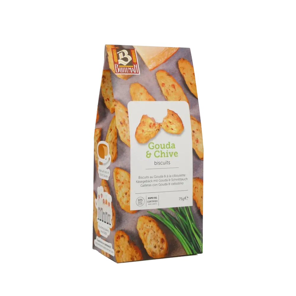 Buiteman Gouda und Schnittlauch Käsegebäck Verpackung.