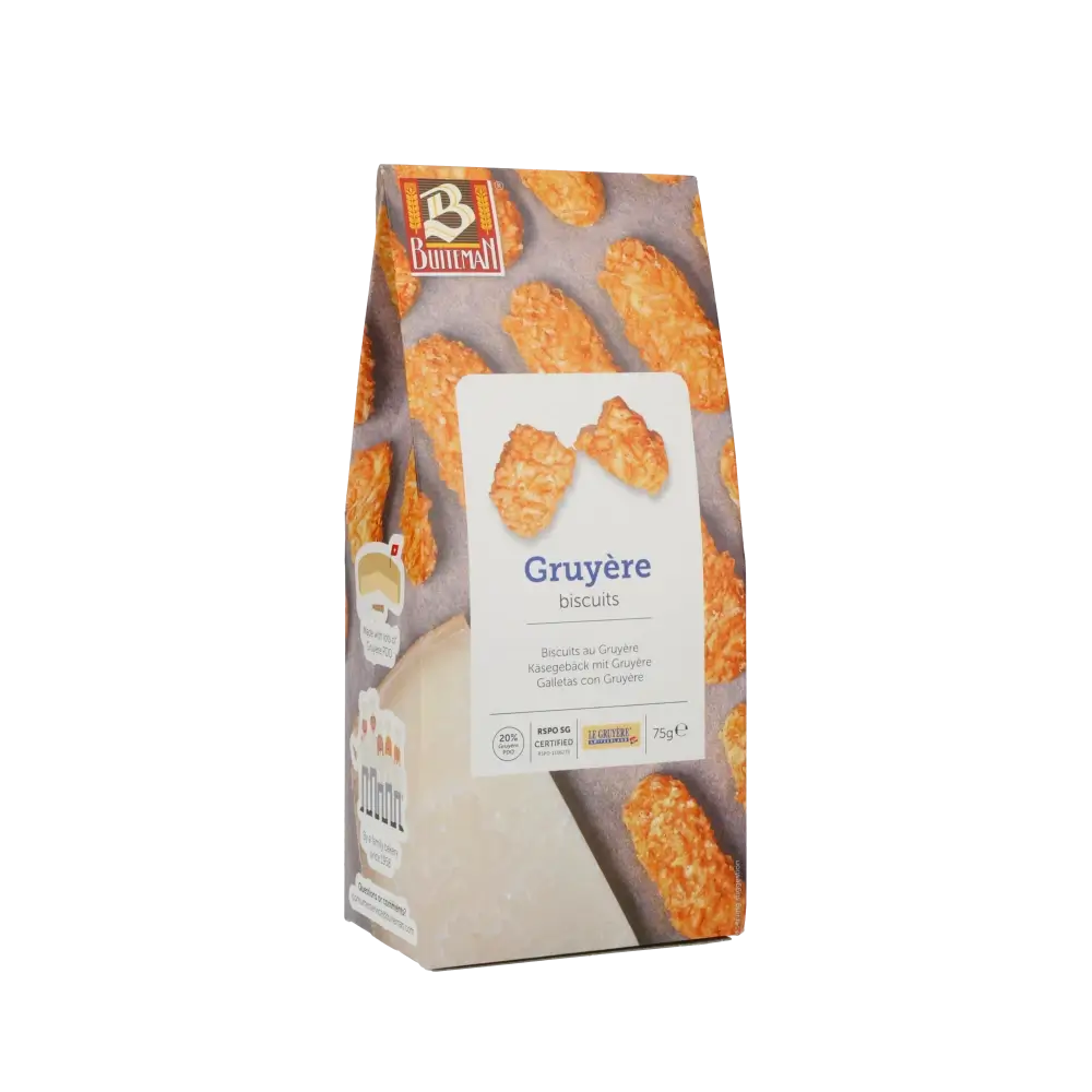 Gruyère Käsebiscuits von Buiteman, 75g – Feinkost-Cracker mit würzigem Gruyère-Käse
