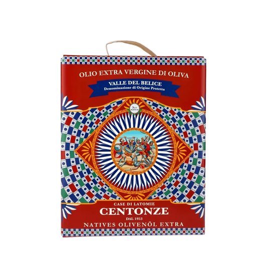 Centoze Olivenöl Bag-in-Box, buntes Design, 3 Liter.