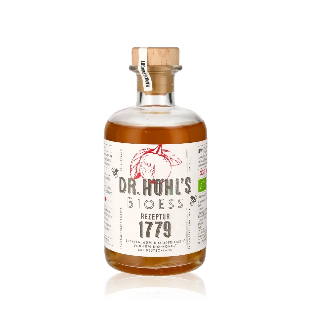 Dr. Höhl's Bioess 1779 Apfelessig mit Honig Flasche.