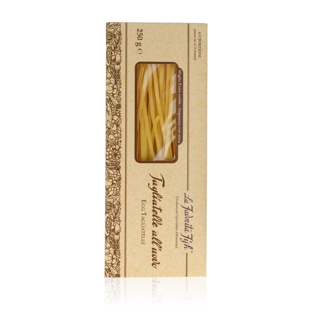 Favorita Tagliatelle Eierpasta 250g in Verpackung.