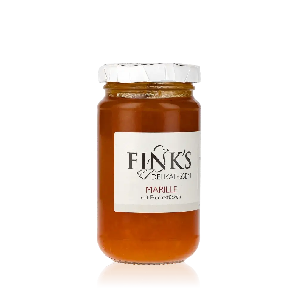 Fink's Delikatessen Marille Konfitüre im Glas.