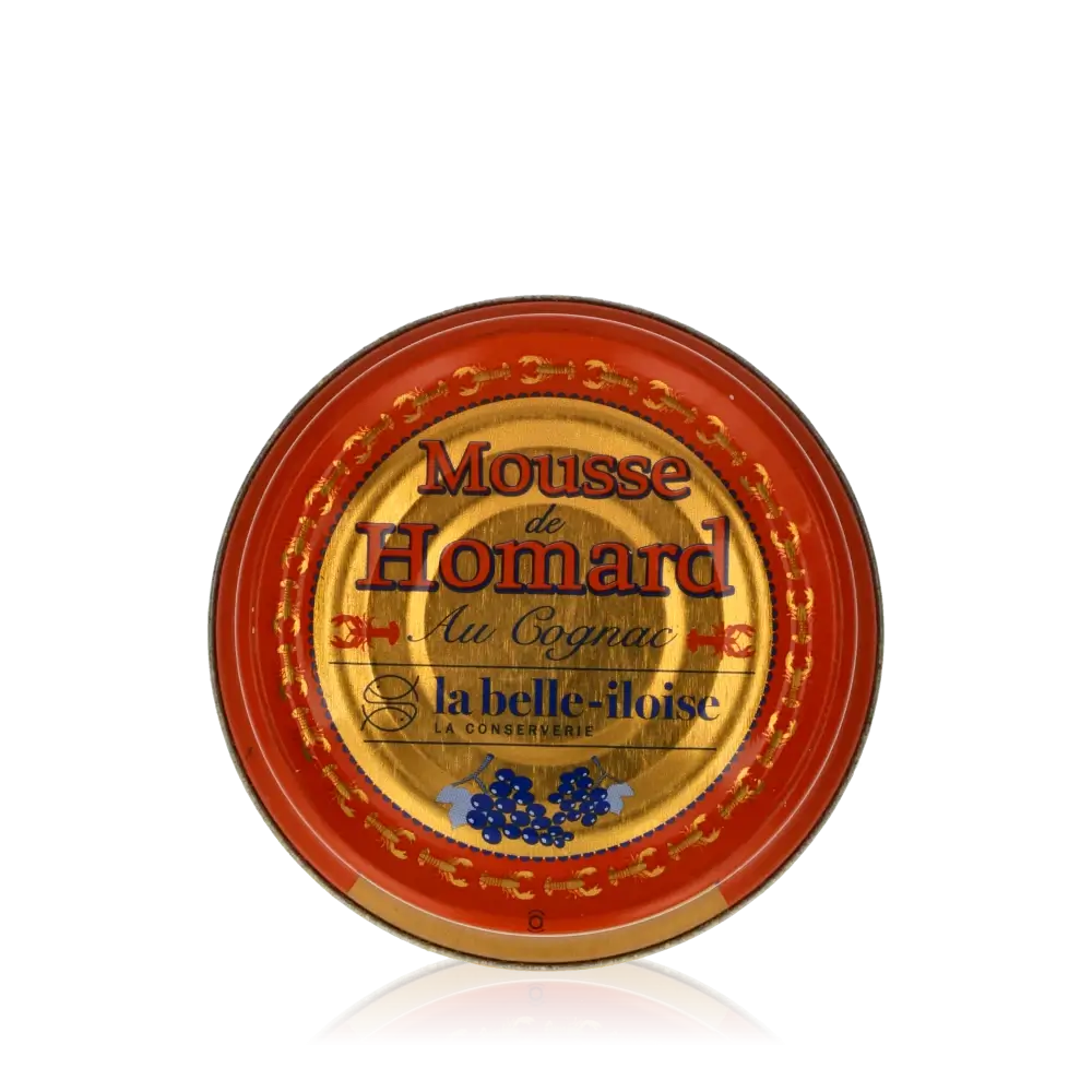 Feinkostdose "La belle-iloise" Hummermousse mit Cognac.