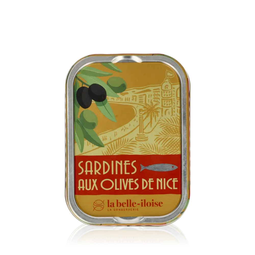 Feinkostdose "La Belle Iloise" Sardinen mit Oliven aus Nizza.