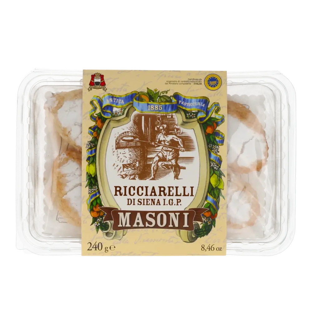 Verpackung von Ricciarelli-Gebäck.