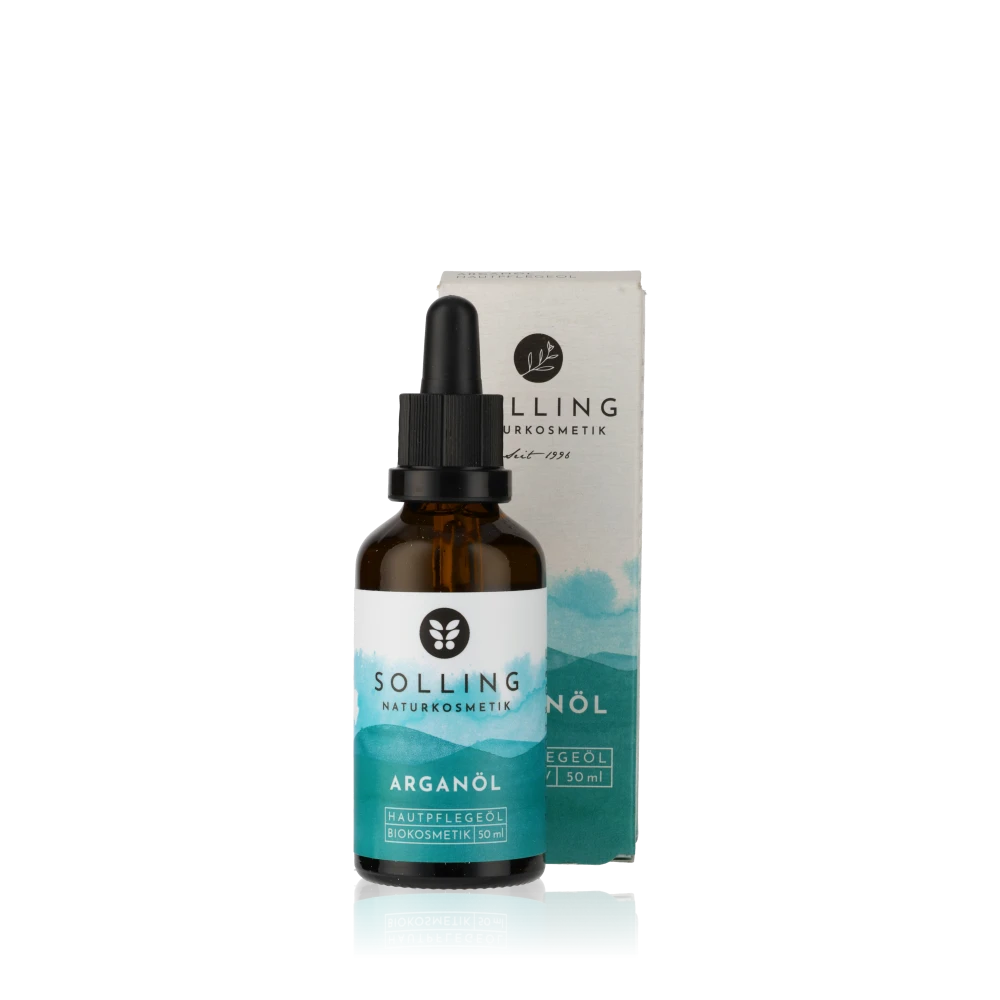 Solling Naturkosmetik Arganöl Flasche und Verpackung.