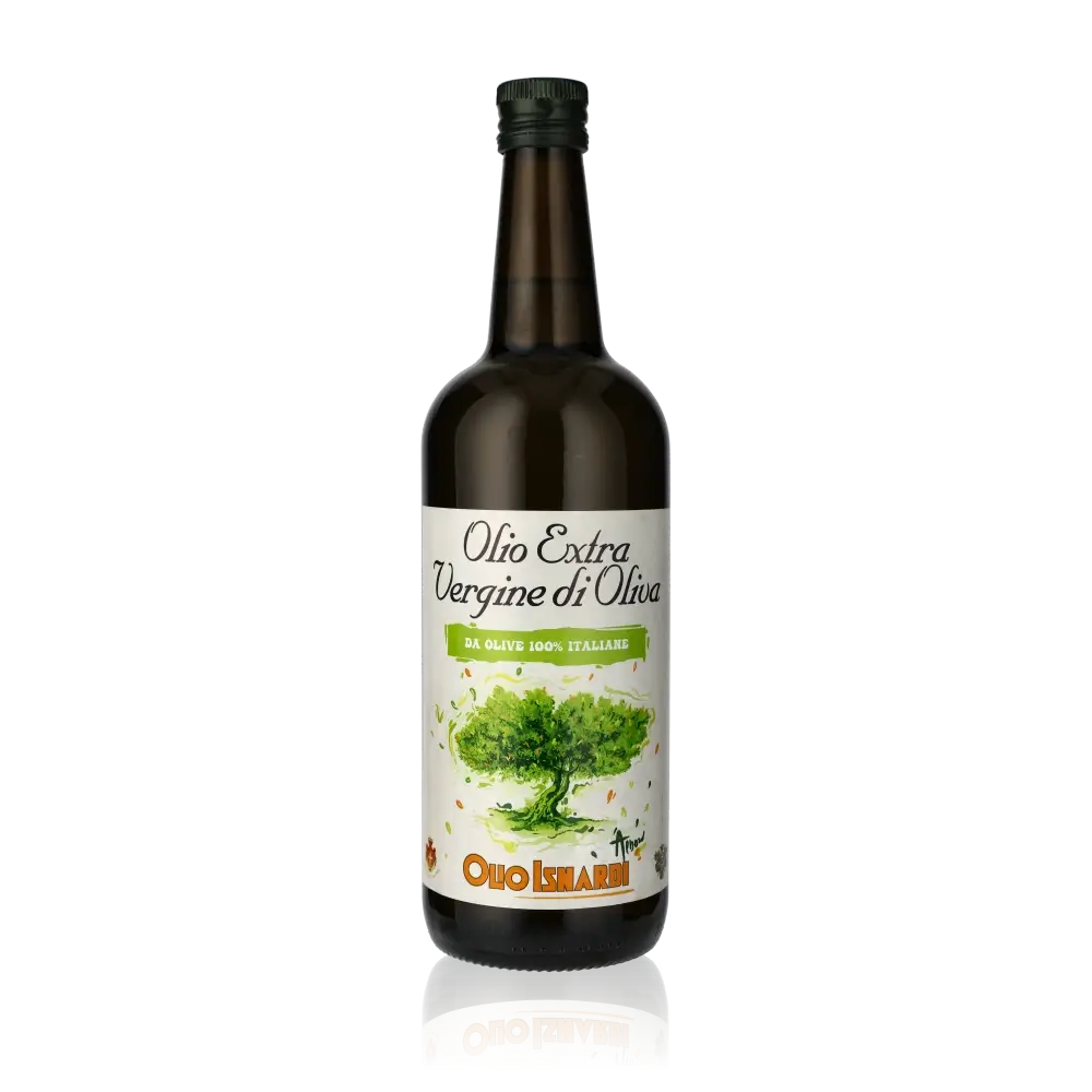 Flasche Olio Isnardi Olivenöl extra vergine, 1 Liter.