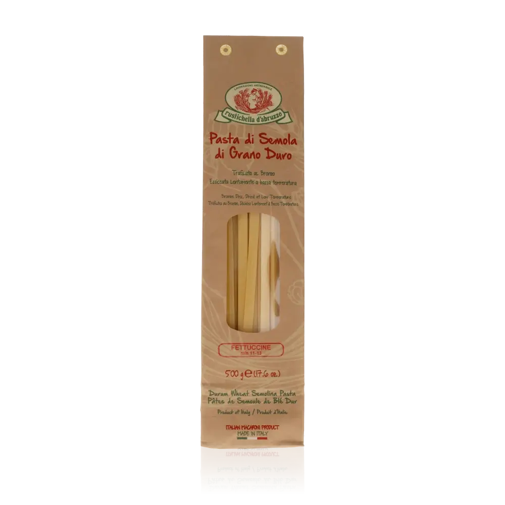 Rustichella Abruzzo Fettuccine Pasta Verpackung, 500g.