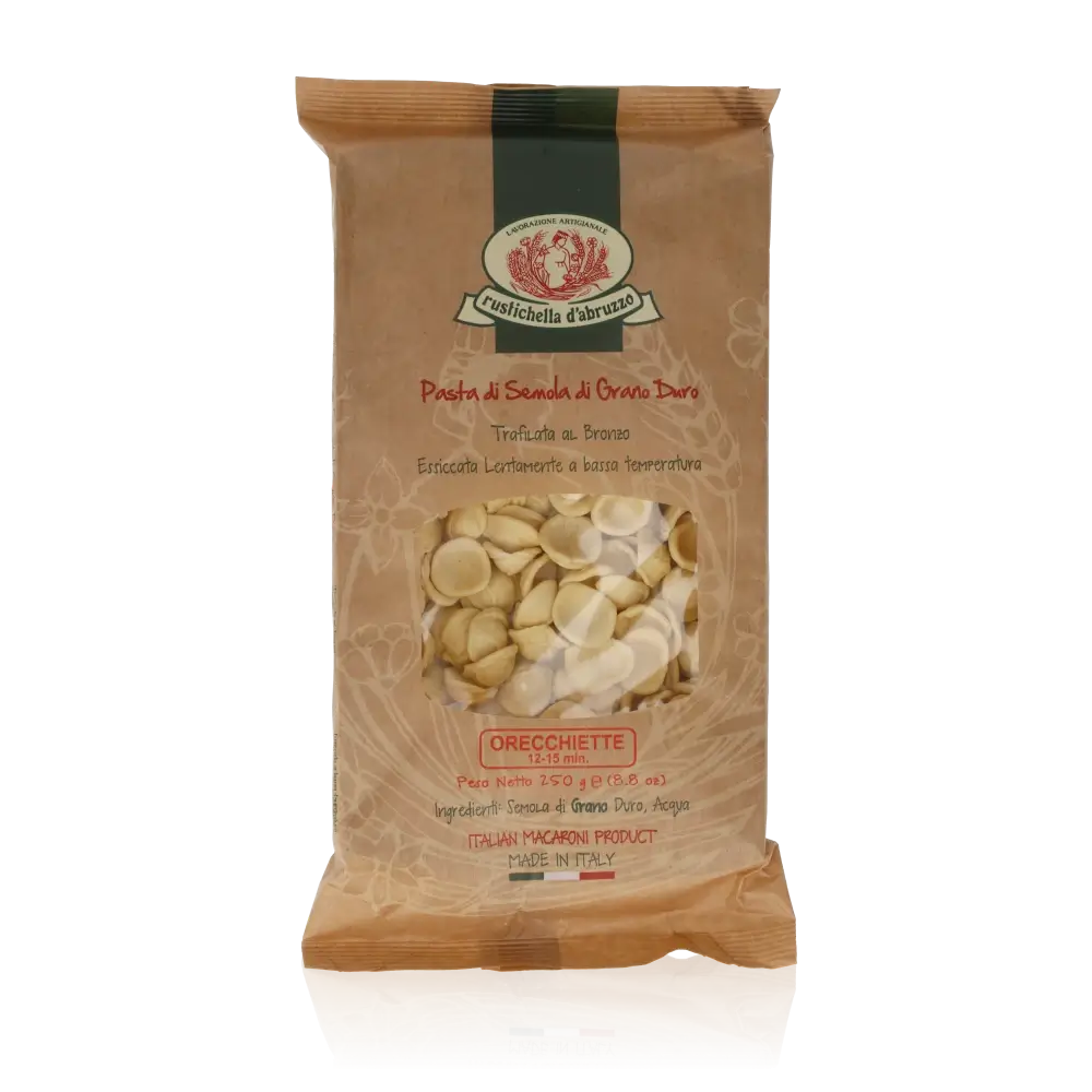 Rustichella d'Abruzzo Orecchiette Pasta in Verpackung.