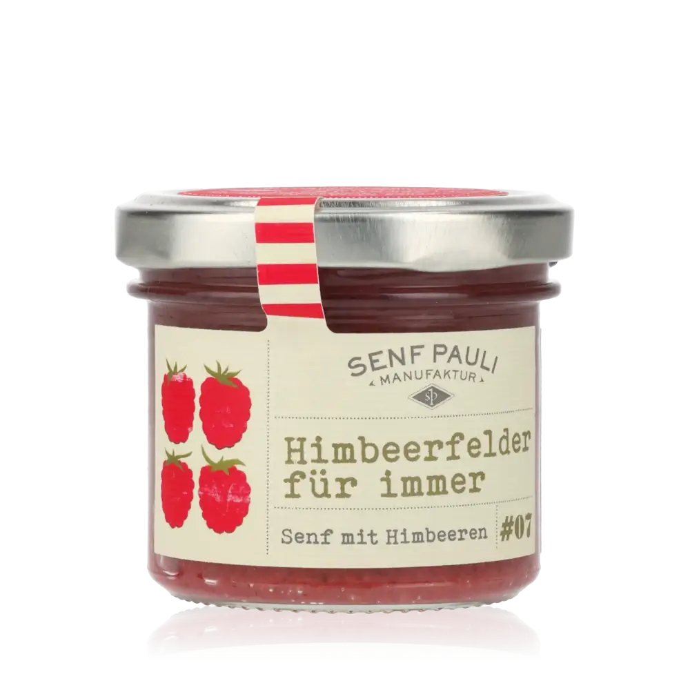 Senf Pauli Himbeerfelder für immer, Senf mit Himbeeren.