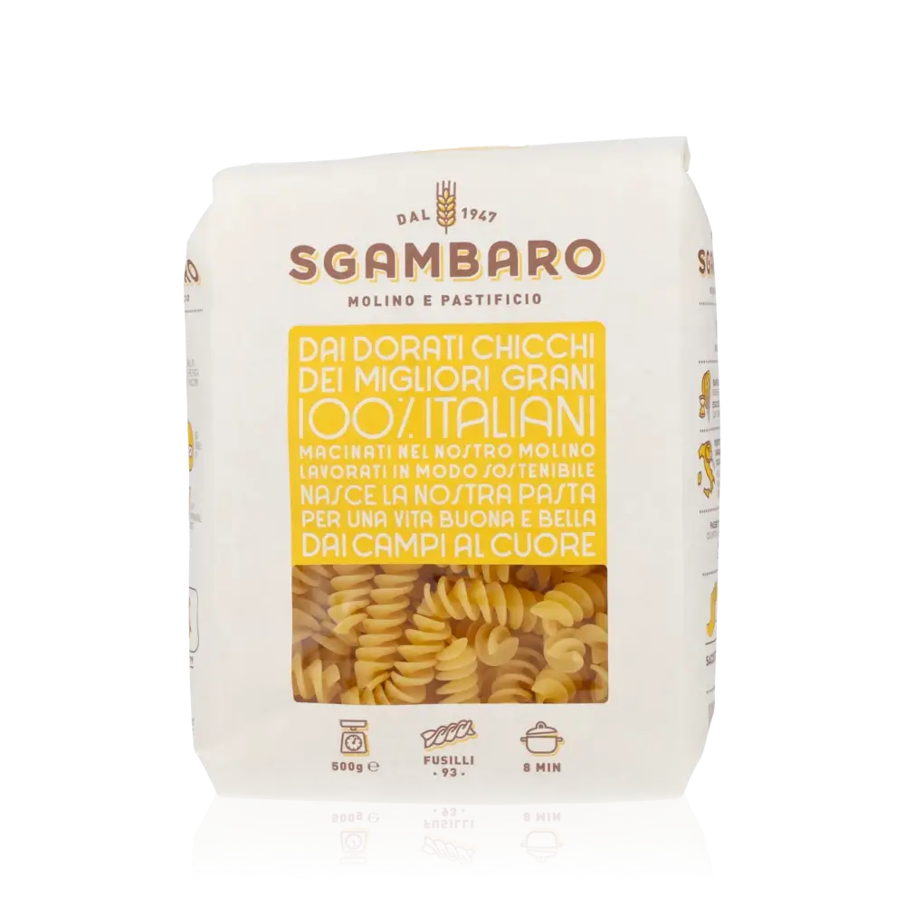 Sgambaro Fusilli Pasta 500g Packung, italienische Teigwaren.