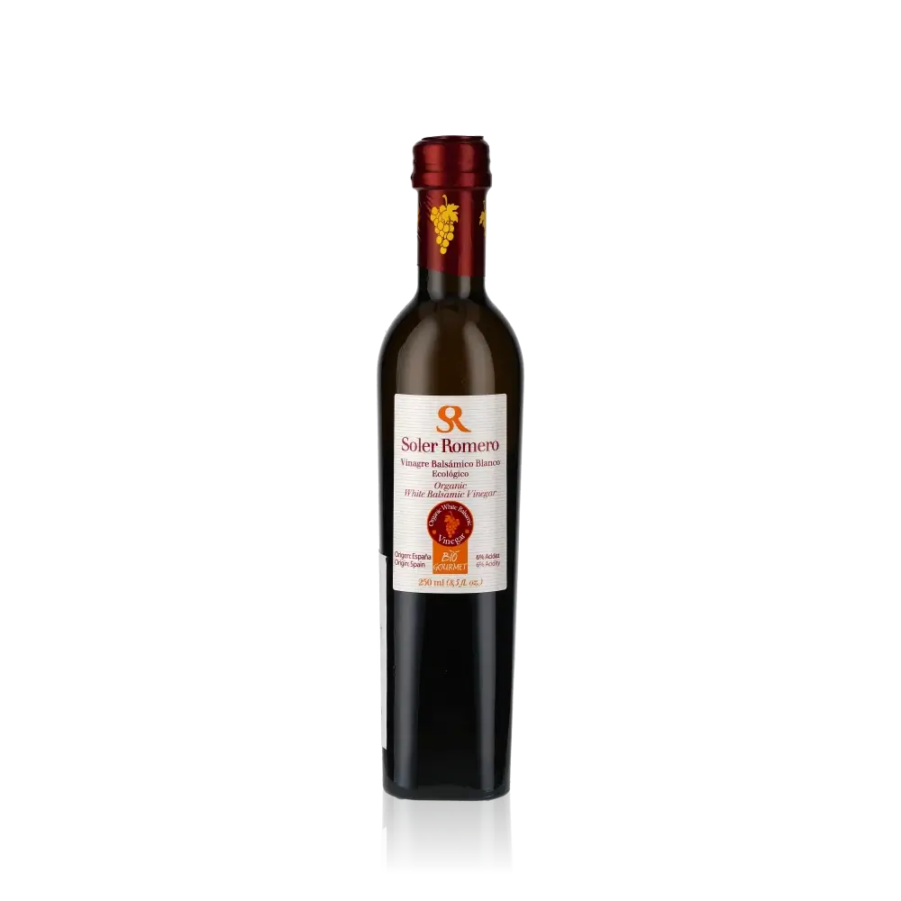Flasche Soler Romero weißer Balsamico Essig 250ml.