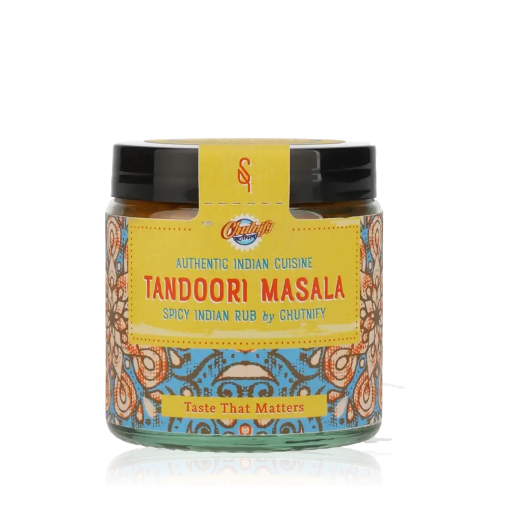 Tandoori Masala Gewürzglas, indisches Design.