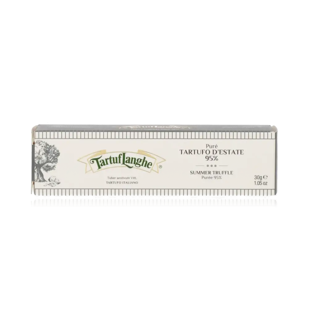 TartufLanghe Sommertrüffel-Püree Verpackung, 95% Trüffel, 30g.