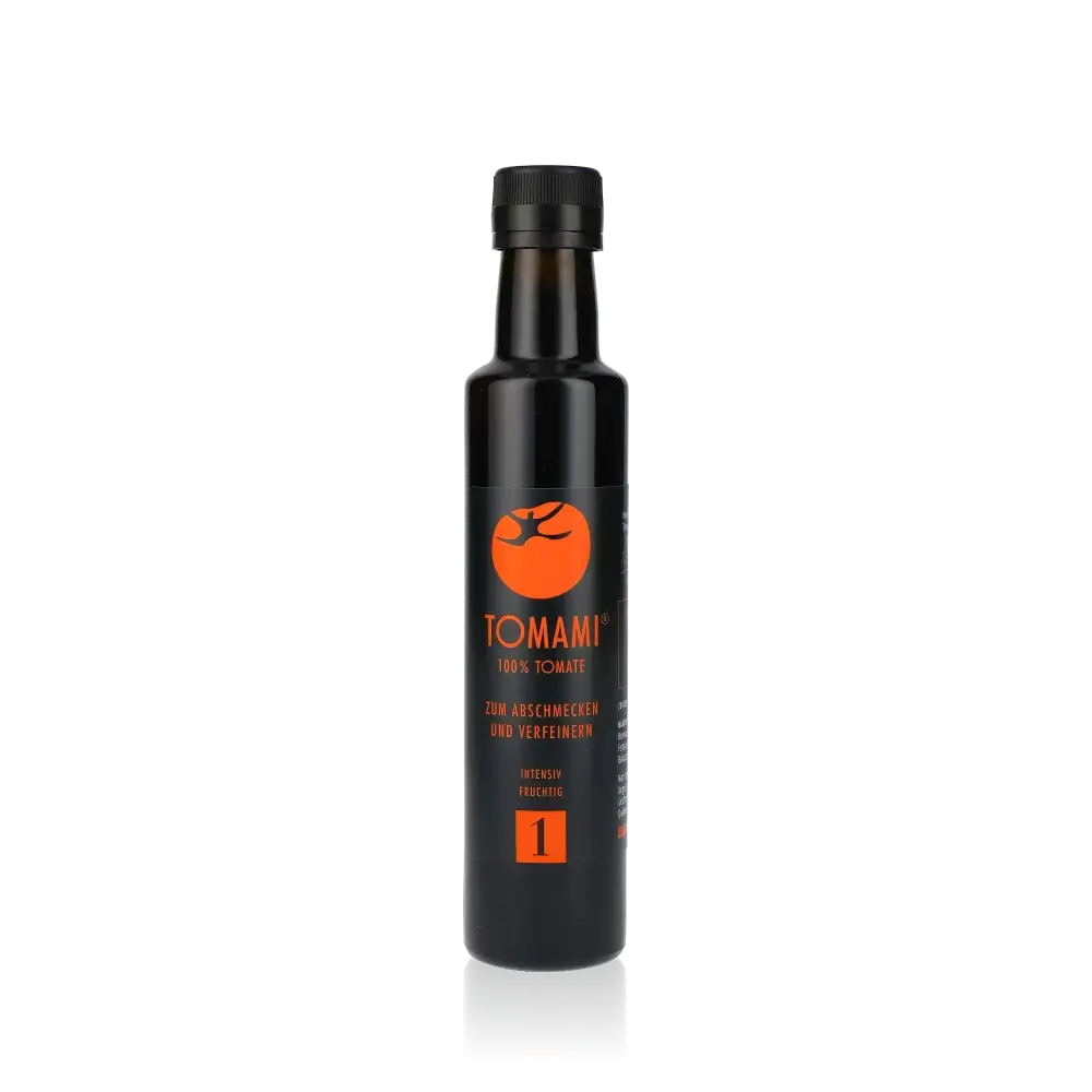 Tomami Würzmittel Flasche, intensiv fruchtig, 240ml.