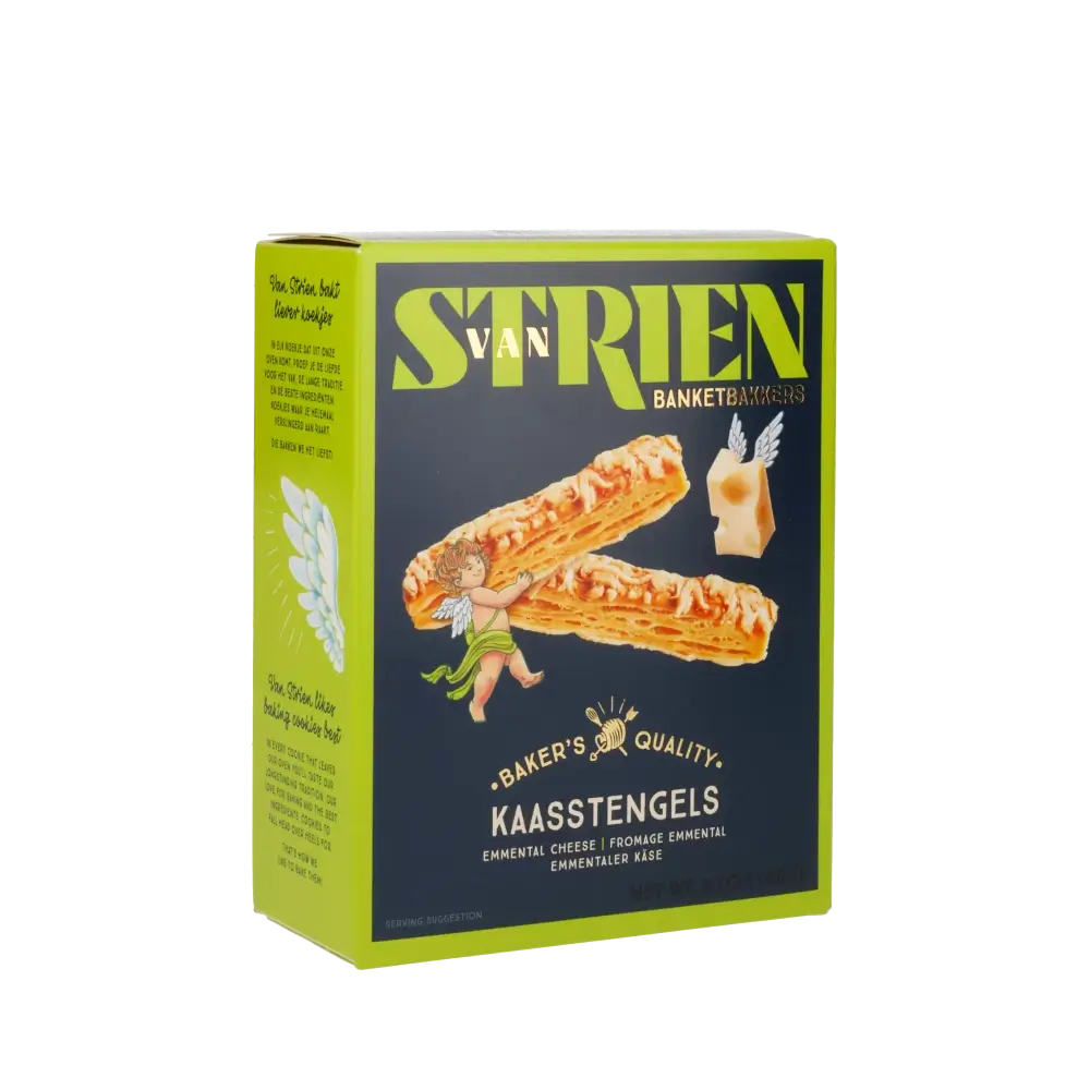 Van Strien Kästestangen Verpackung mit Emmentaler Käseabbildung.