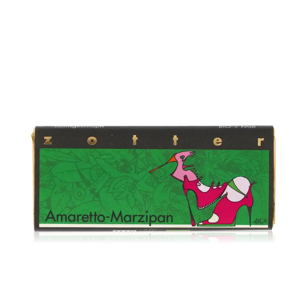 Amaretto Marzipan von Zotter - Handgeschöpfte Schokolade, BIO 70g Tafel