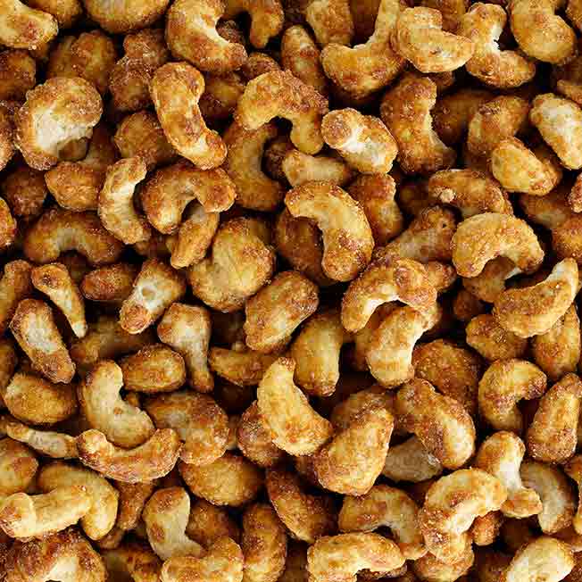 Geröstete Cashews von P-Stash Berlin, Nahaufnahme.