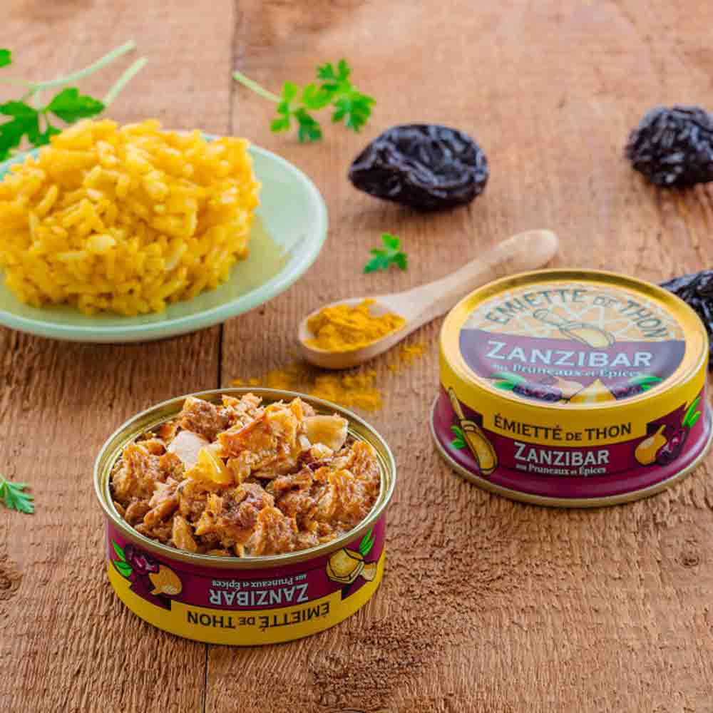 Geflockter Thunfisch in der Dose mit Pflaumen und Gewürzen von la belle-iloise