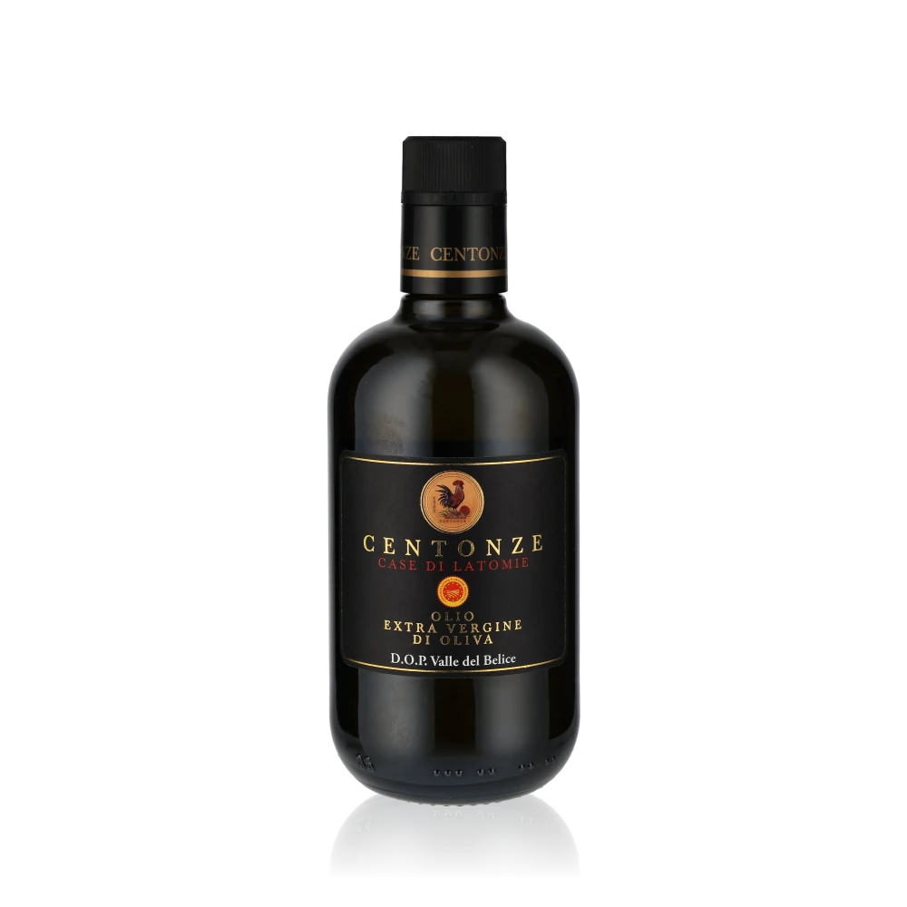 DOP Olivenöl von Centonze Valle de Belice Schwarze Flasche 500 ml Olivenöl aus Sizilien