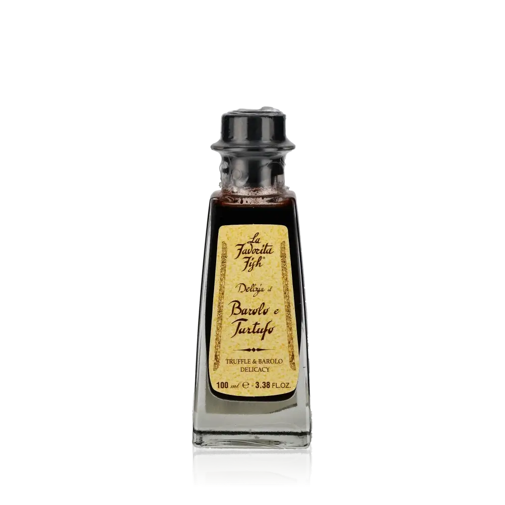 Flasche Favorita Barolo e Tartufo Balsamico Essig.