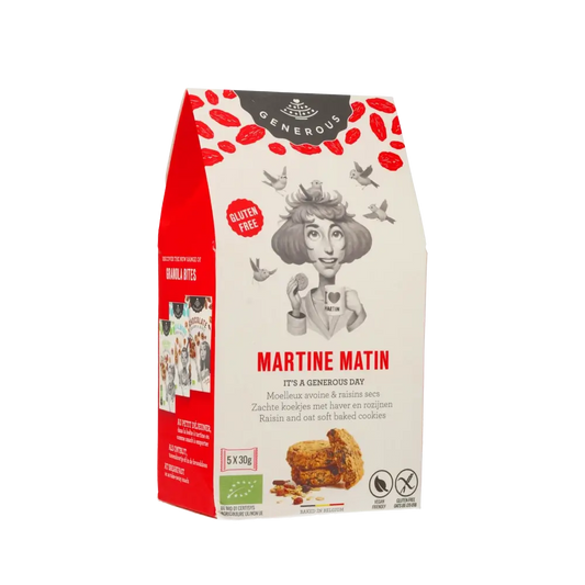 Keksverpackung mit rotem Design.