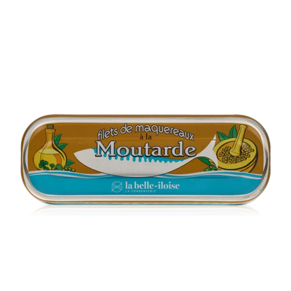 Feinkostdose "la belle-iloise" Makrele in Senfsauce.