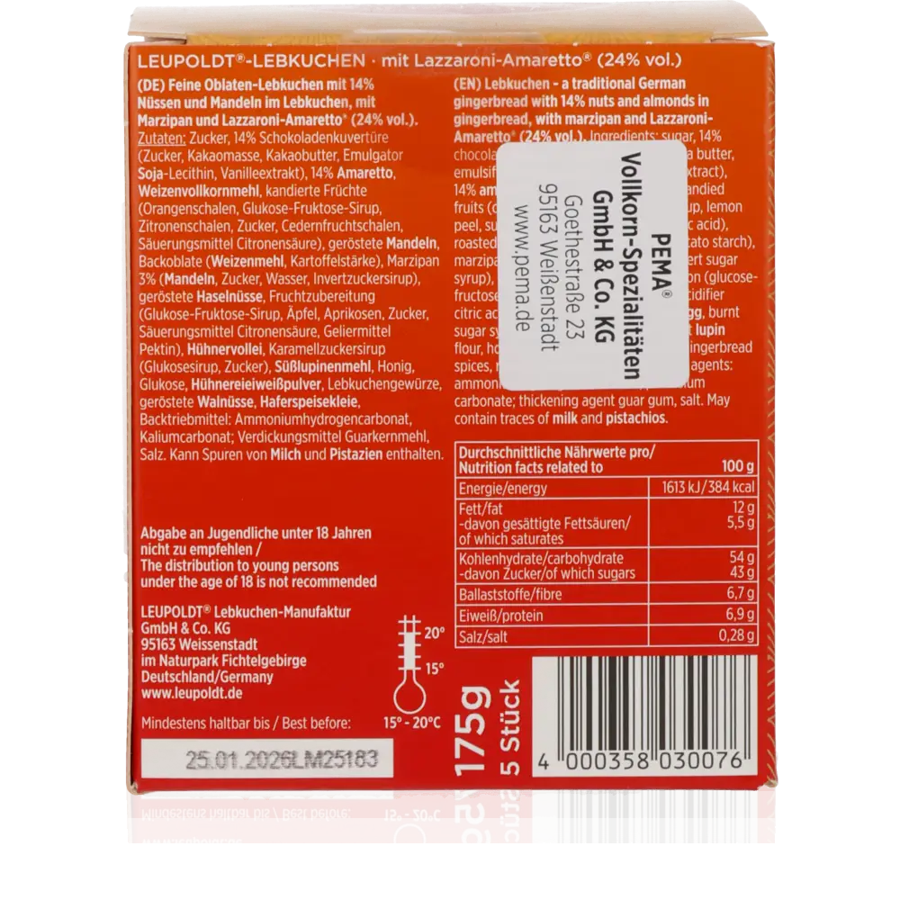 Premium Lebkuchen - Amaretto - Leupoldt