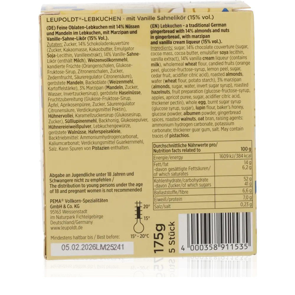 Gioiello Lebkuchen - Vanille Sahnelikör - Leupoldt