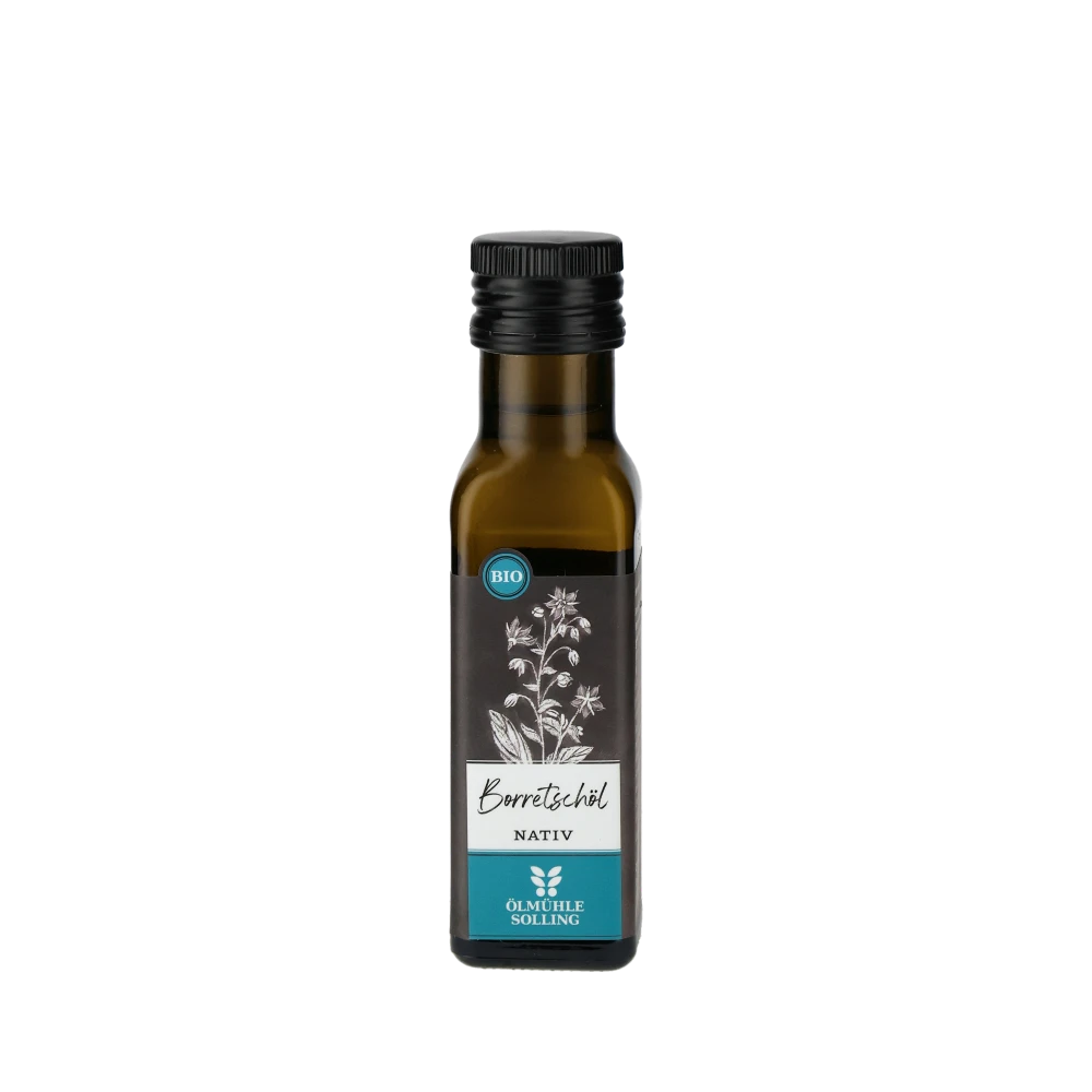 Ölmühle Solling Borretschöl Flasche, natives Bio-Samenöl.