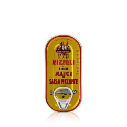 Rizzoli Sardellen in scharfer Sauce, Fischspezialität, 50g Dose.