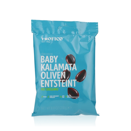 Baby Kalamata Oliven entsteint mit Oregano 230g