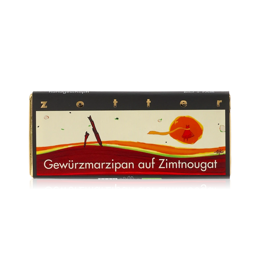 Gewürzmarzipan auf Zimtnougat - Zotter - Handgeschöpfte Schikolade bio