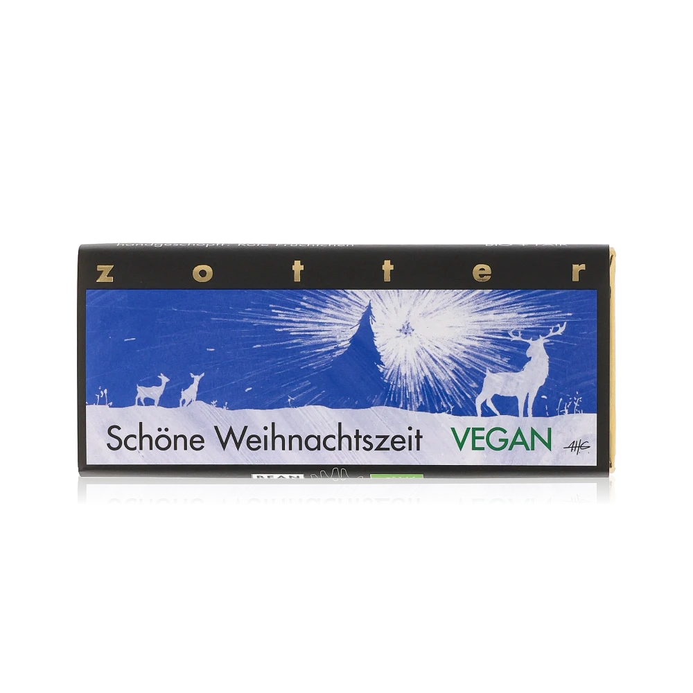 Schöne Weihnnachtszeit Vegan Zotter handgeschöpfte Schokolade 80 g bio