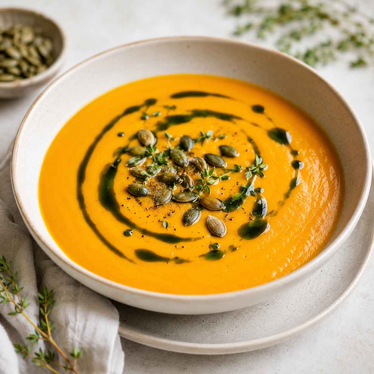 Kürbiskernöl in Kürbissuppe