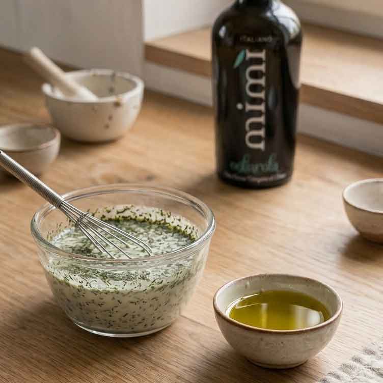 Leicht-fruchtiges Olivenöl für ein Joghurt-Dressing