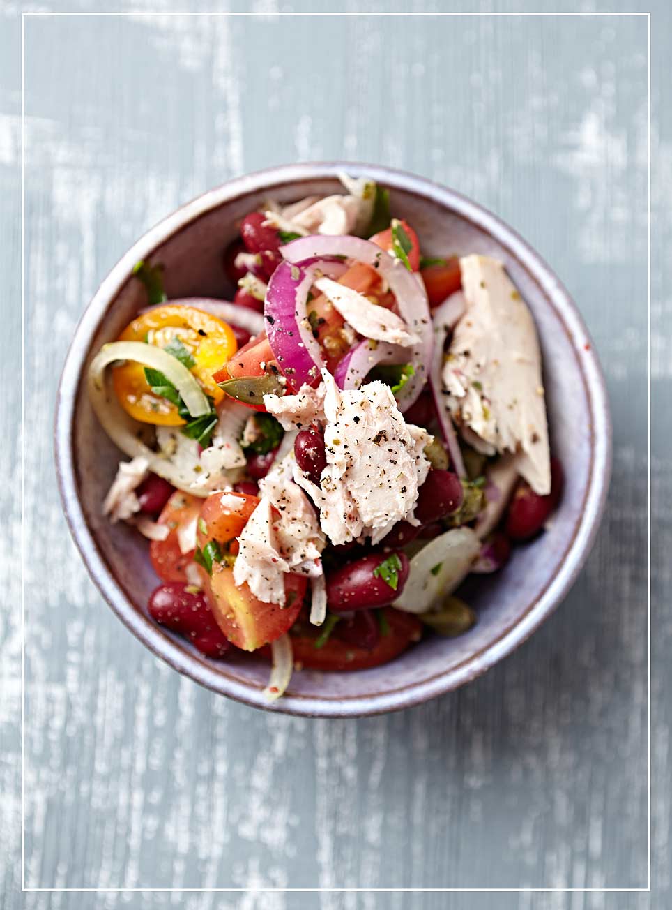 Bohnensalat mit Thunfisch und Tomaten