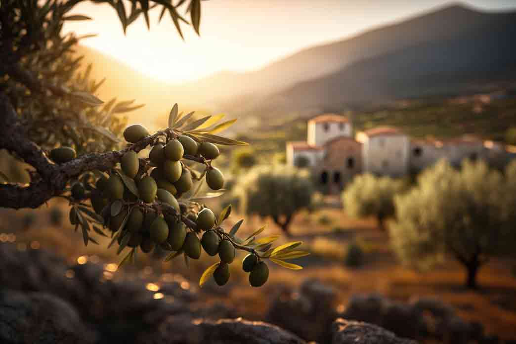 Grüne Oliven für natives Olivenöl extra